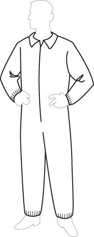 Medium weight polypropylene coverall, elastic wrists & ankles, zipper front, white - Polypropylene